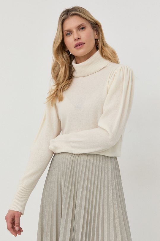 Twinset sweter wełniany wełna beżowy 222TT3352