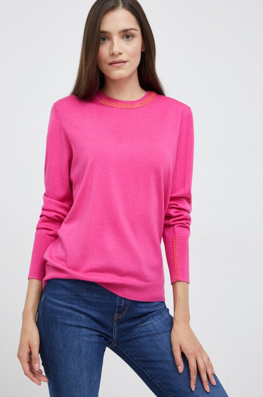 PS Paul Smith sweter wełniany okrągły różowy W2R.156N.J30929