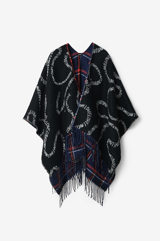 Desigual poncho dwustronne 22WAIA06 czarny