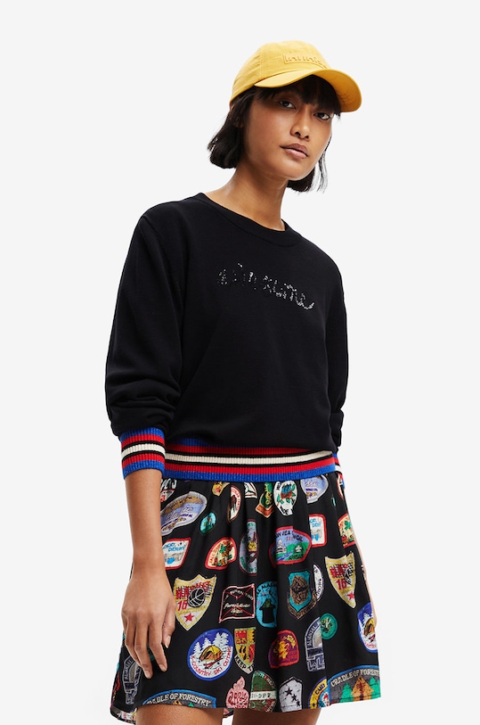 Desigual sweter okrągły czarny 22WWJF15