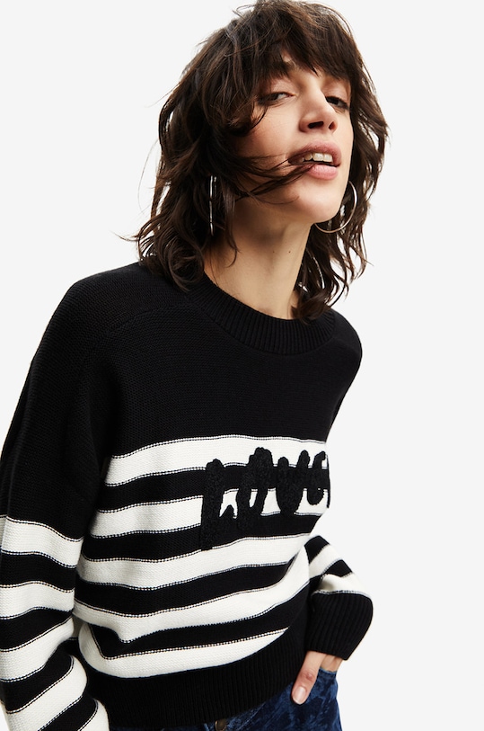 Desigual pulover din amestec de lana 22WWJF26 negru AW22