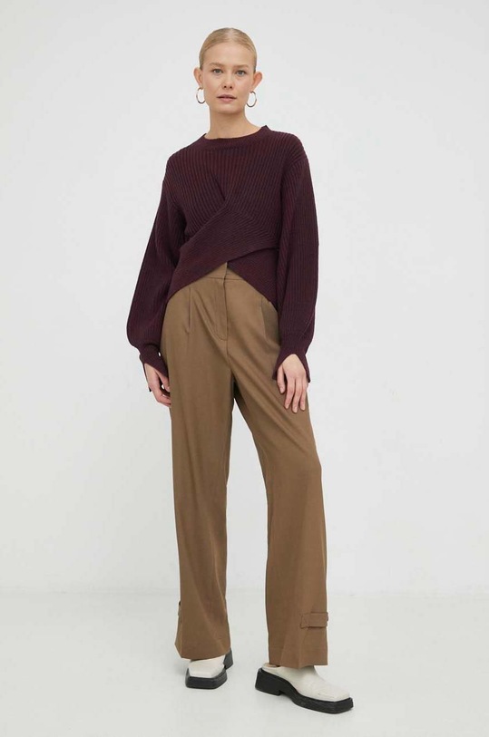 Bruuns Bazaar sweter z domieszką wełny Sedum Irina BBW3027 bordowy AW22