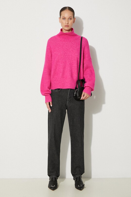 Samsoe Samsoe sweter wełniany NOLA F18322002 różowy AW24