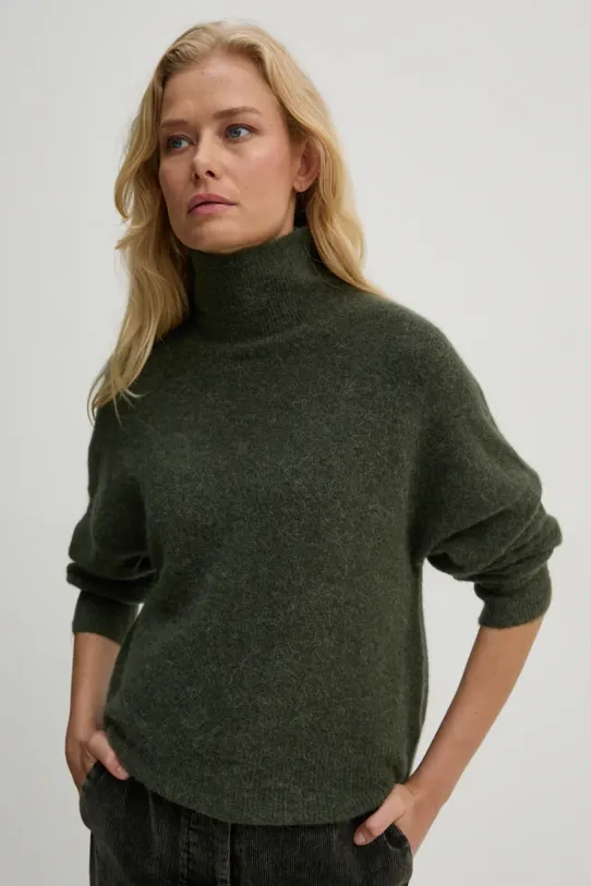 Samsoe Samsoe sweter wełniany NOLA wełna zielony F18322002