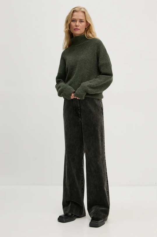 Samsoe Samsoe sweter wełniany NOLA F18322002 zielony AW24