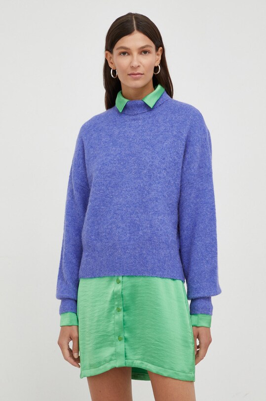 Samsoe Samsoe sweter wełniany NOLA fioletowy F18322002