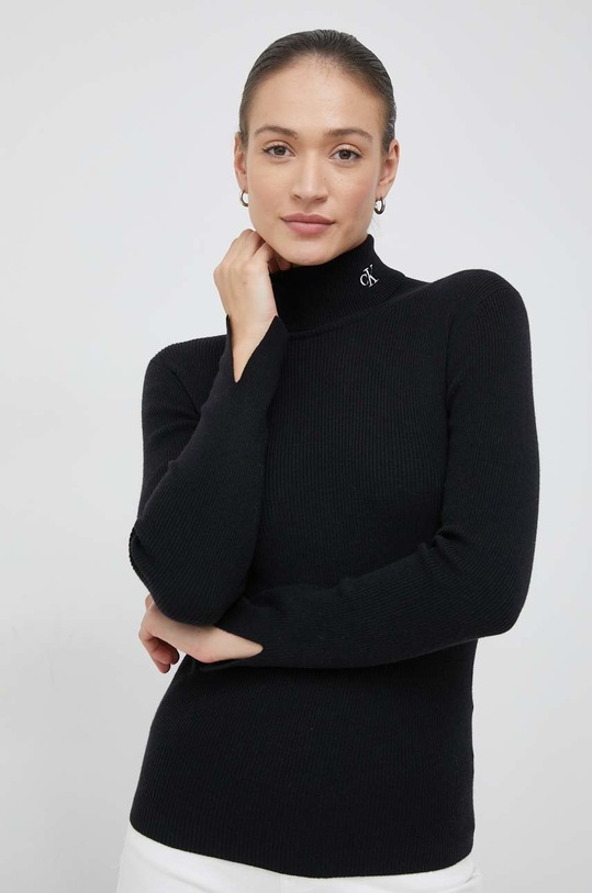 Calvin Klein Jeans sweter z domieszką wełny pozostałe czarny J20J219779.9BYY