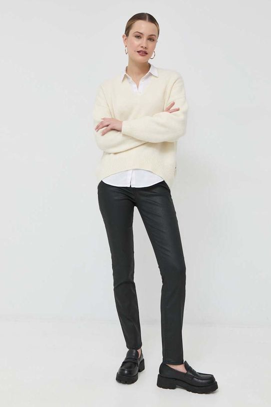 BOSS sweter wełniany 50478295 beżowy SS23