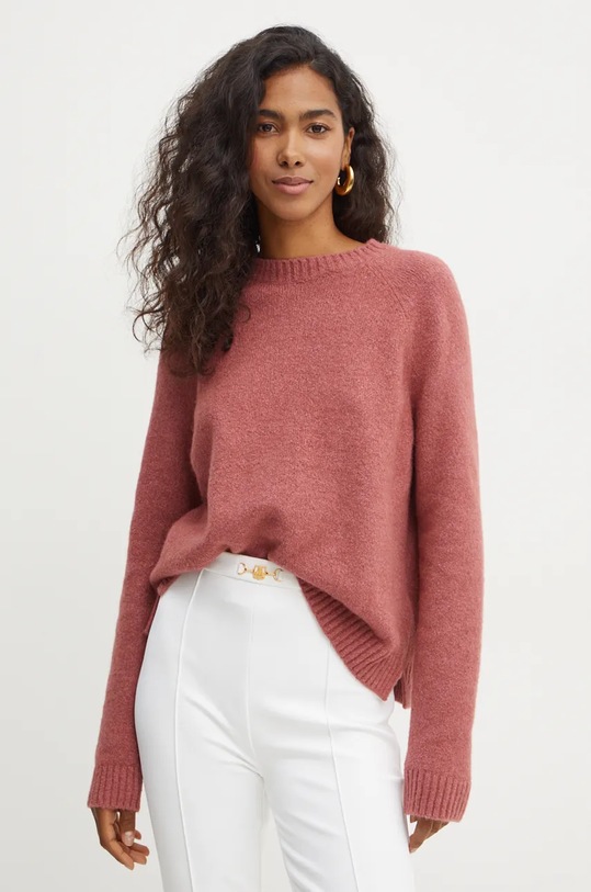 Pulover s dodatkom vune BOSS s dodatkom vune roza 50478315