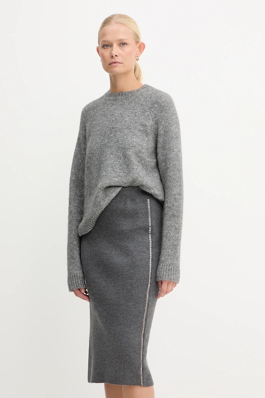 Πουλόβερ με προσθήκη μαλλιού BOSS μελανζέ γκρί 50478315