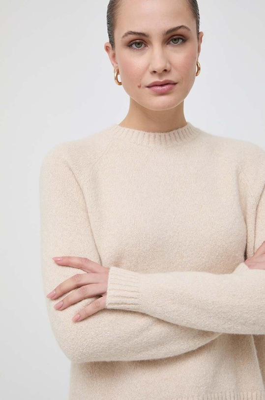 BOSS sweter z domieszką wełny beżowy 50478315
