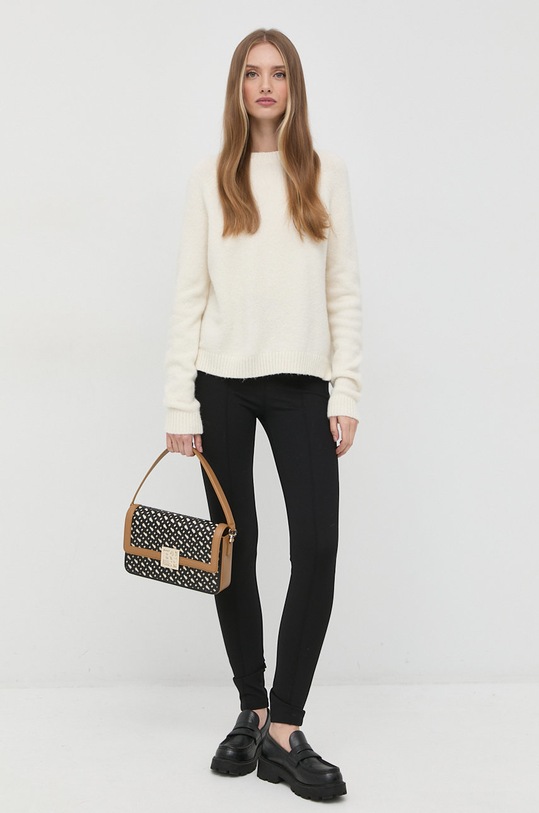 BOSS sweter z domieszką wełny Febisan 50478315 beżowy AW25