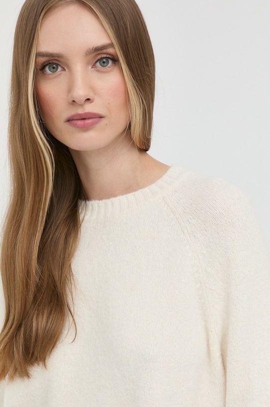 BOSS sweter z domieszką wełny Febisan beżowy 50478315