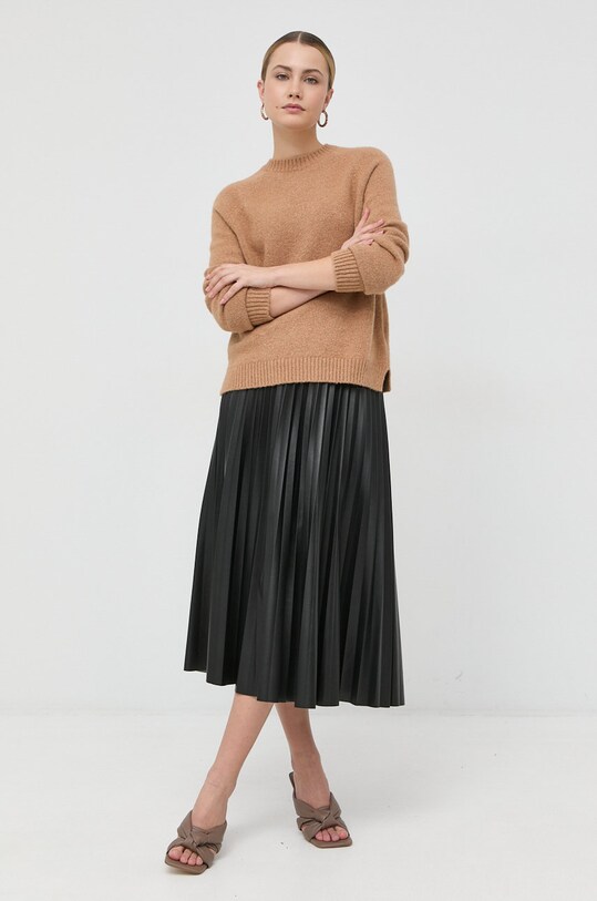 Pulover s dodatkom vune BOSS bež 50478315