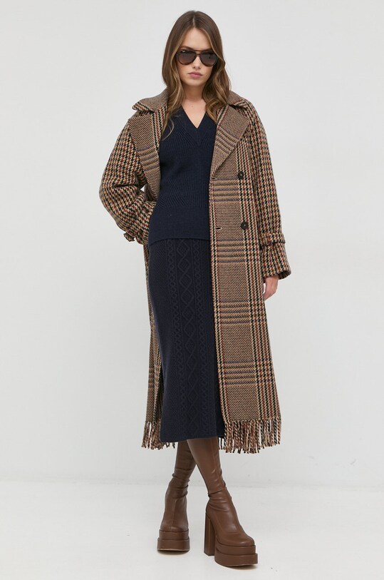 BOSS sweter z domieszką wełny 50478820 granatowy AW22