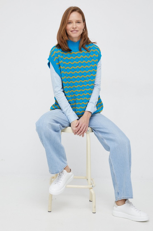 Vlnený sveter United Colors of Benetton 127NE200V.901 modrá AW22