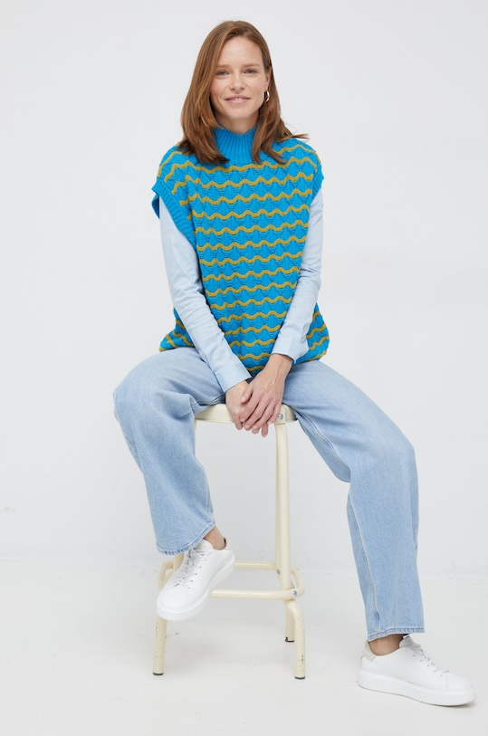 Vlnený sveter United Colors of Benetton 127NE200V.901 modrá AW22