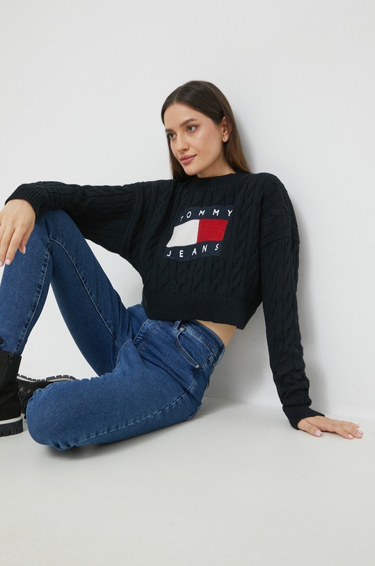 Svetr Tommy Jeans kulatý černá DW0DW14261.9BYY