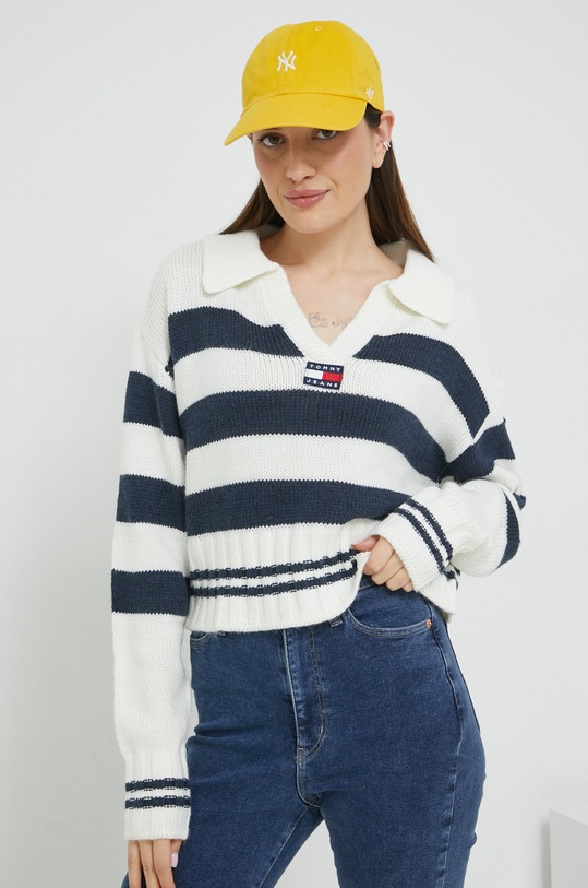 Tommy Jeans pulover din amestec de lana bleumarin DW0DW14279.9BYY
