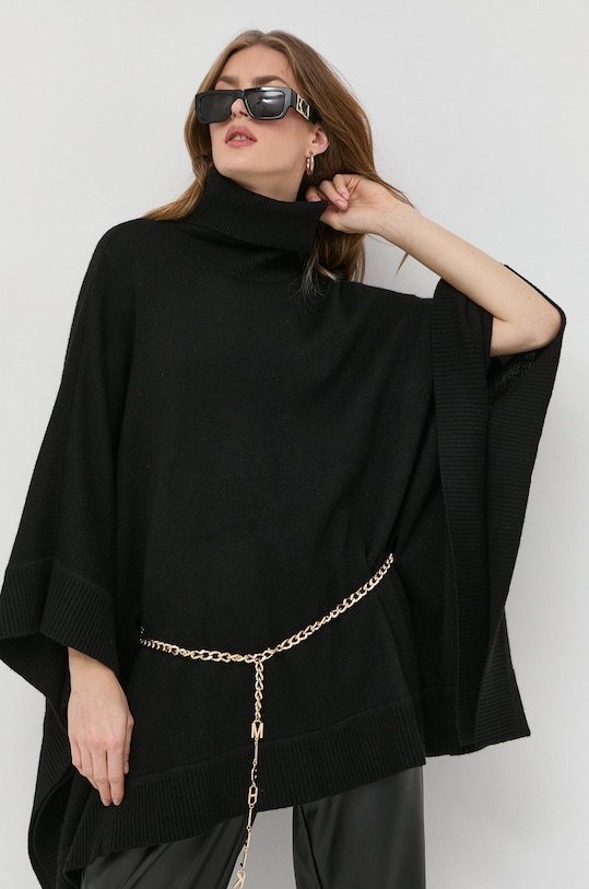 MICHAEL Michael Kors poncho z domieszką wełny MF260HNCSN czarny AW22