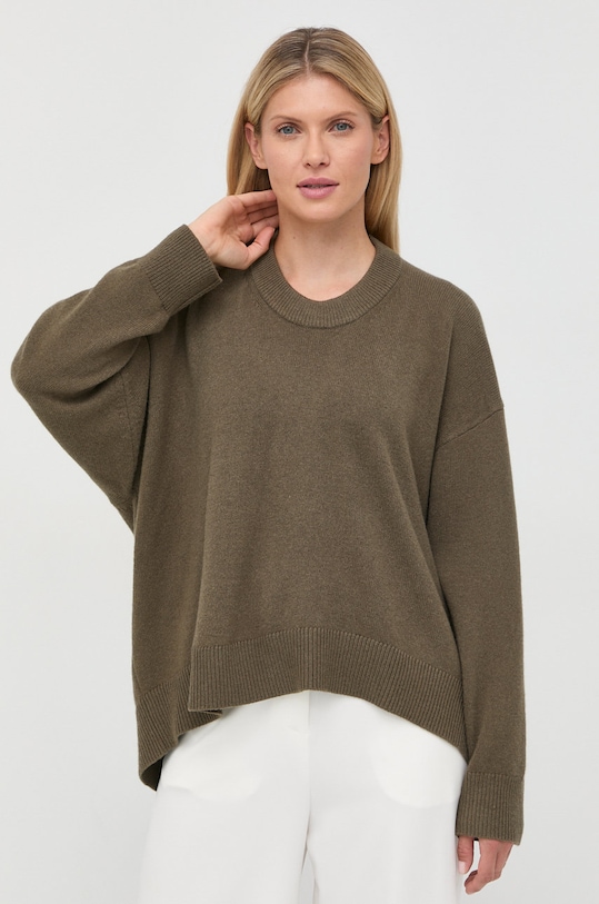 Vlněný svetr MICHAEL Michael Kors kulatý zelená MF260EO6V1