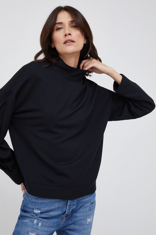Bluza United Colors of Benetton Brez kapuce črna 30RAD200E.100