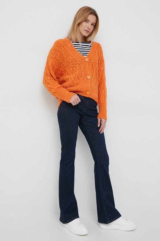 United Colors of Benetton kardigan z domieszką wełny 1168D601E.8D4 pomarańczowy AW22