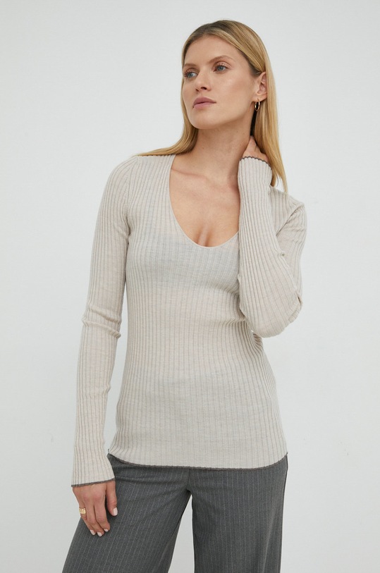 By Malene Birger sweter wełniany Rione beżowy Q70667010