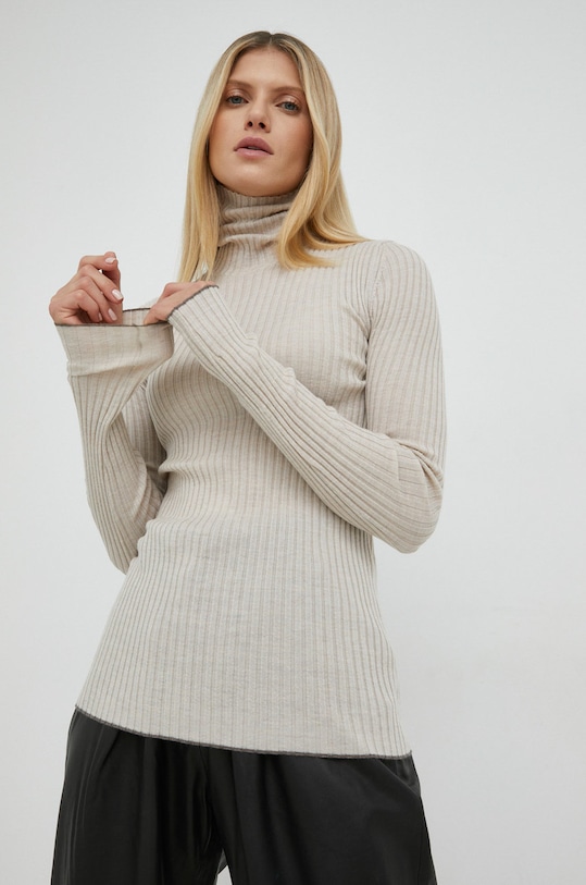 By Malene Birger sweter wełniany Reyne wełna beżowy Q70667011