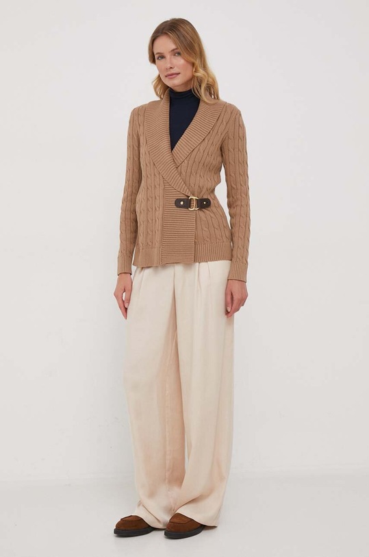 Lauren Ralph Lauren sweter bawełniany 200808258 beżowy AW24