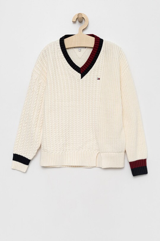 Детски пуловер Tommy Hilfiger средно дебел бял KG0KG06903.9BYY