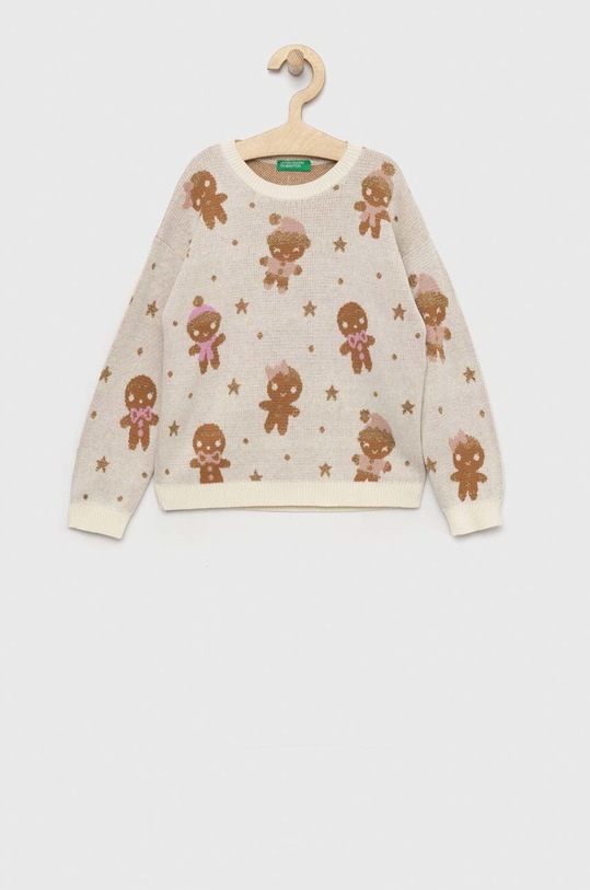 United Colors of Benetton pulover copii cu modele bej 1194H100K.P