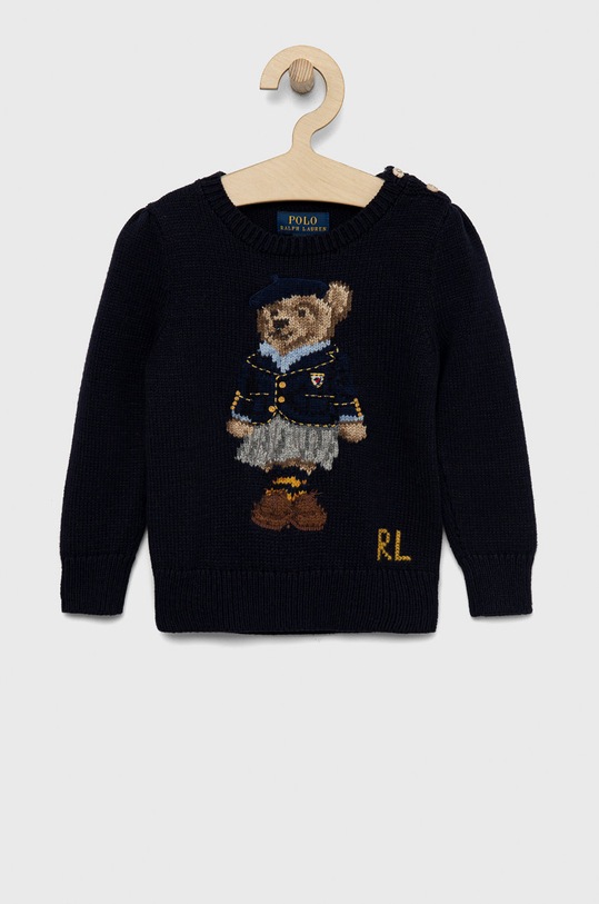 Detský sveter s prímesou vlny Polo Ralph Lauren 311877332001 tmavomodrá AW22