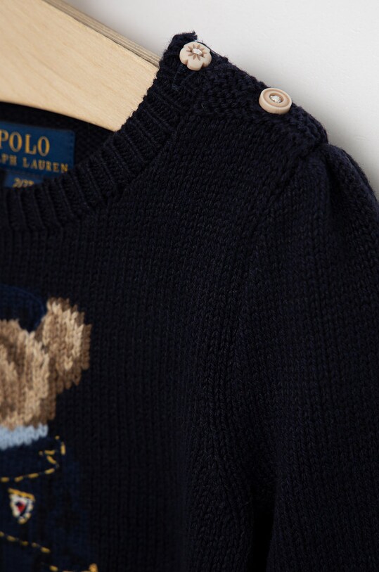 Детски пуловер с вълна Polo Ralph Lauren тъмносин 311877332001