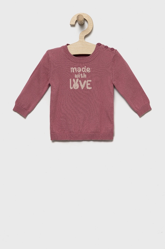 Дитячий бавовняний светер United Colors of Benetton аплікація рожевий 112CB1009.W