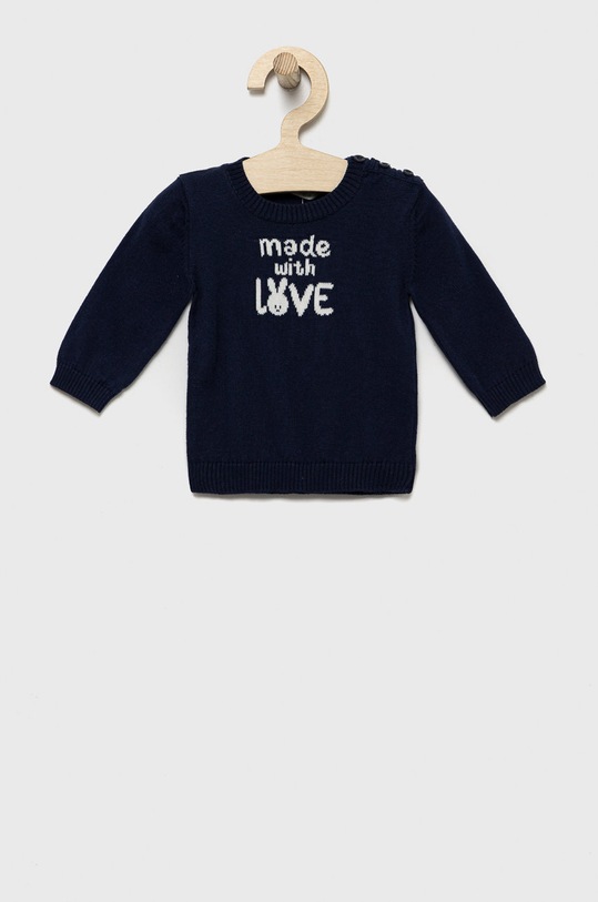 United Colors of Benetton sweter bawełniany dziecięcy aplikacja granatowy 112CB1009.W