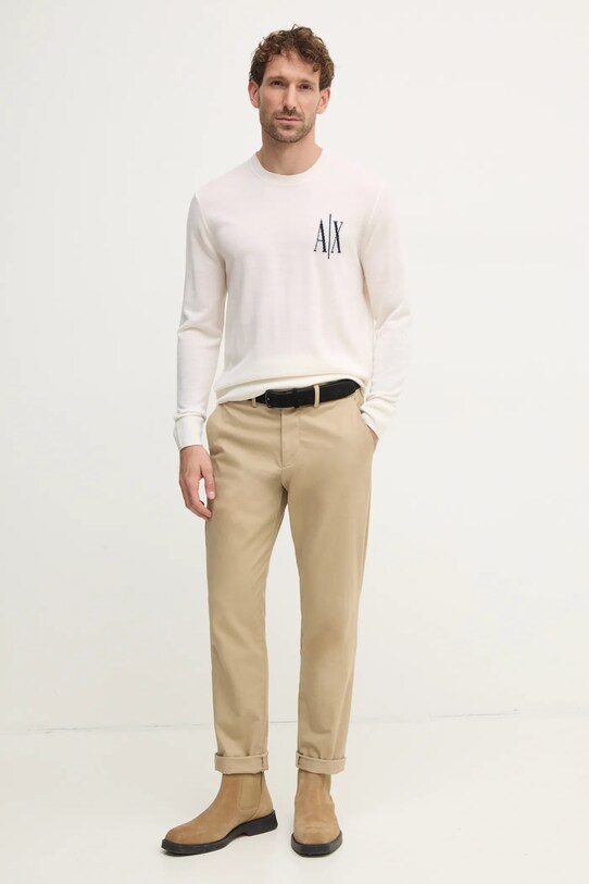 Armani Exchange sweter wełniany 8NZM4R.ZM8AZ beżowy AA00