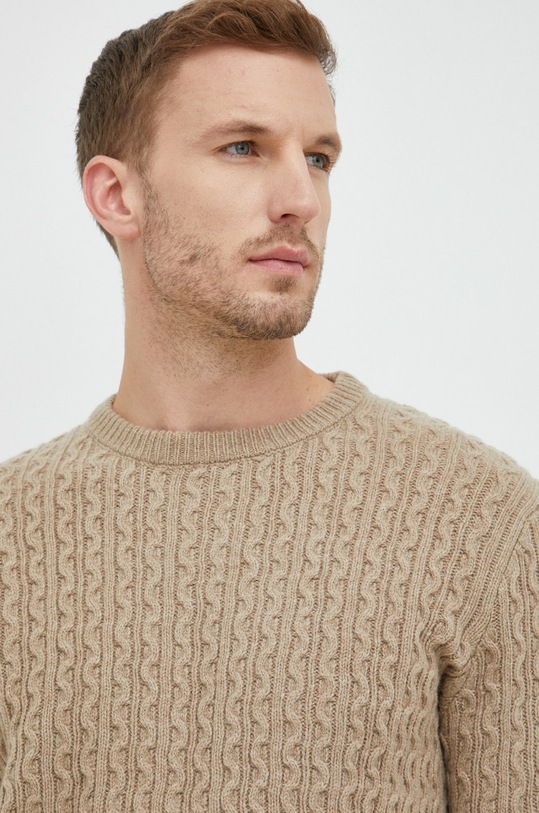 Pepe Jeans sweter z domieszką wełny beżowy PM702278.856
