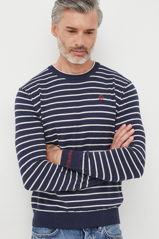 Pepe Jeans sweter z domieszką wełny okrągły granatowy PM702241.594
