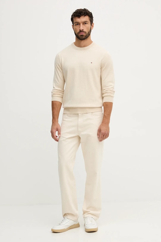 Tommy Hilfiger sweter z domieszką kaszmiru MW0MW28046.9BYY beżowy AW25