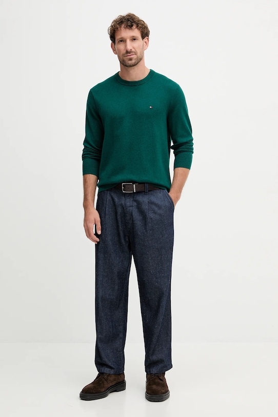 Sveter s prímesou kašmíru Tommy Hilfiger MW0MW28046.9BYY tyrkysová AW25