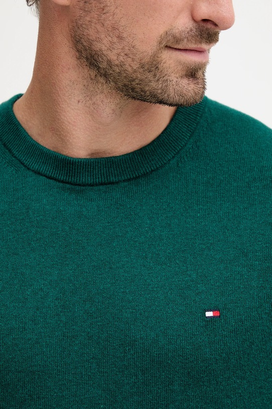 Svetr s příměsí kašmíru Tommy Hilfiger MW0MW28046.9BYY tyrkysová