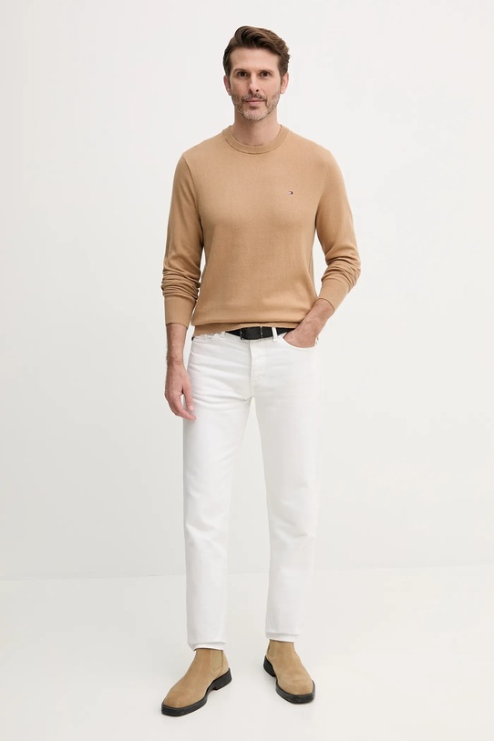 Tommy Hilfiger sweter z domieszką kaszmiru MW0MW28046.9BYY brązowy AW25