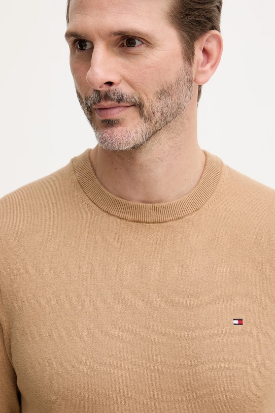 Tommy Hilfiger sweter z domieszką kaszmiru brązowy MW0MW28046.9BYY