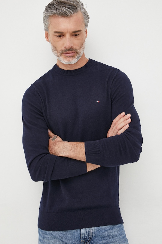 Odzież Tommy Hilfiger sweter z domieszką kaszmiru MW0MW28046.9BYY granatowy