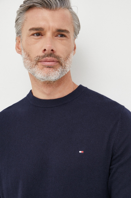 Tommy Hilfiger sweter z domieszką kaszmiru MW0MW28046.9BYY granatowy