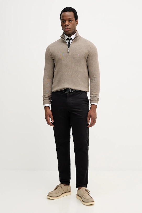 Tommy Hilfiger sweter z domieszką kaszmiru MW0MW28049.9BYY brązowy AW25