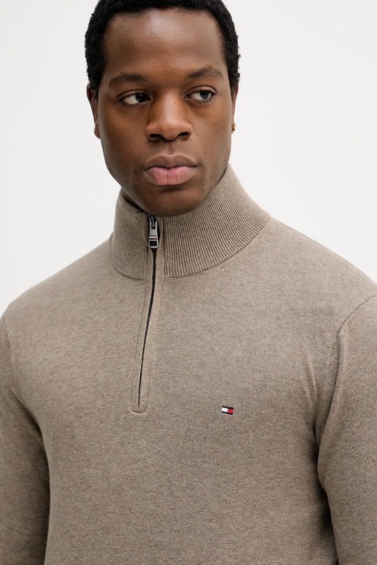 Tommy Hilfiger sweter z domieszką kaszmiru brązowy MW0MW28049.9BYY