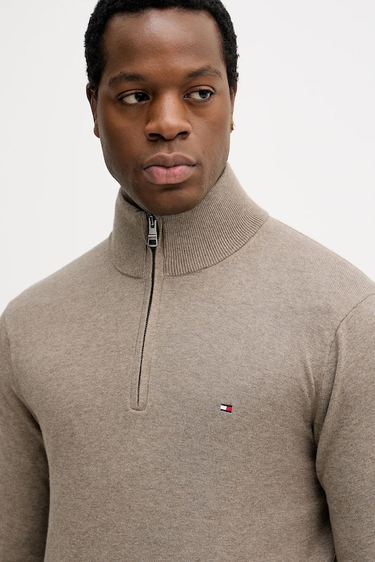 Tommy Hilfiger sweter z domieszką kaszmiru brązowy MW0MW28049.9BYY