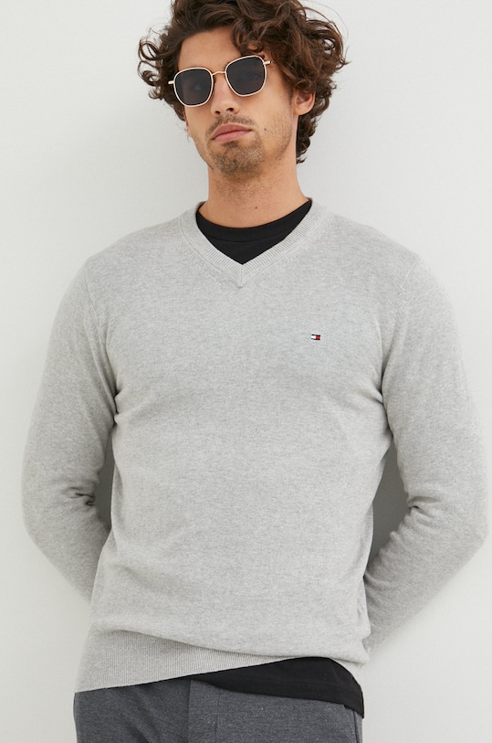 Tommy Hilfiger pulover din amestec de casmir subtiri gri MW0MW28047.9BYY